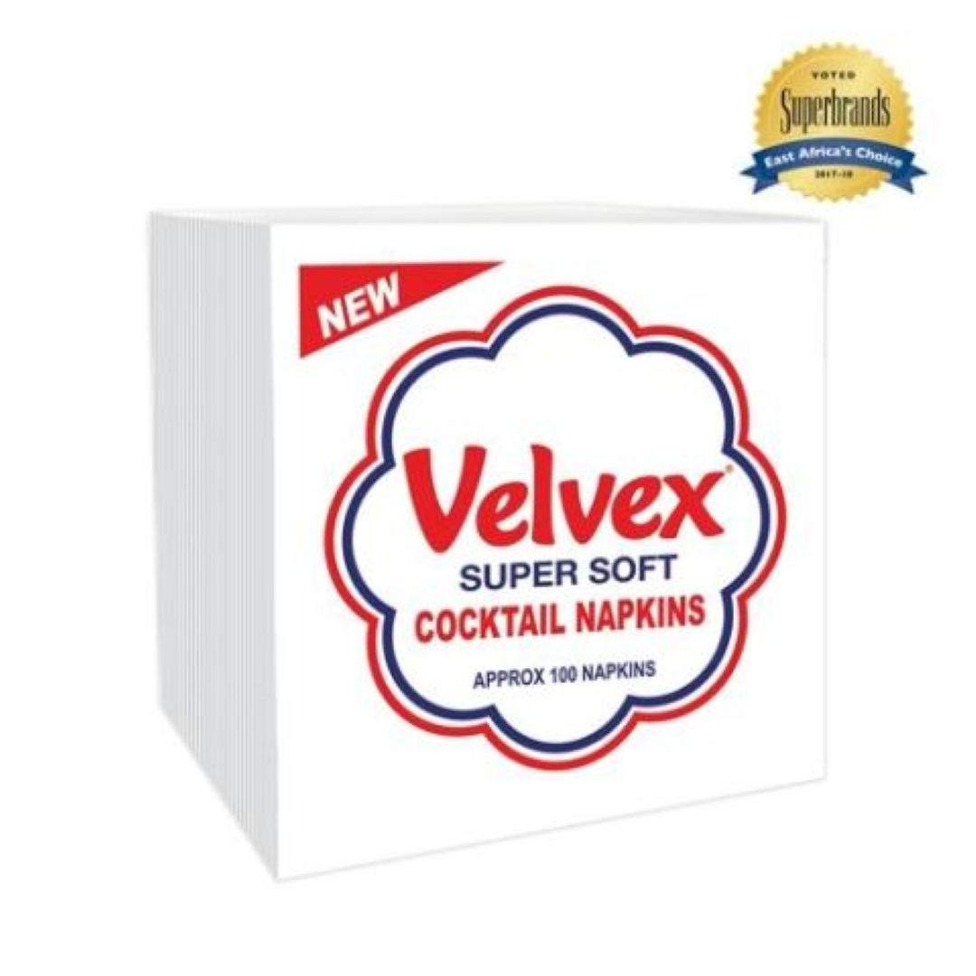 VELVEX WHITE 100s SERVIETTES (COCKTAIL)